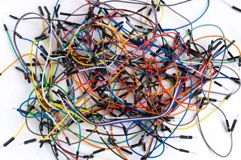 Wires are on the table Stock Photos