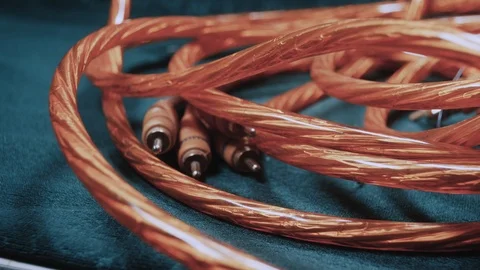 Wires for audio close-up, 4 K Stock Footage 100707474