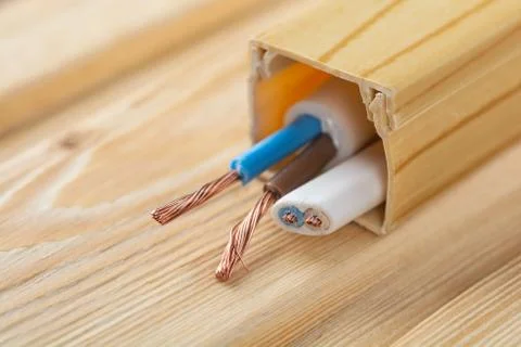 Wires in the cable duct Stock Photos