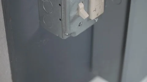 Wires by Circuit Breaker Going into Box with Switch CLOSE UP TILT UP Stock-Footage 104875146