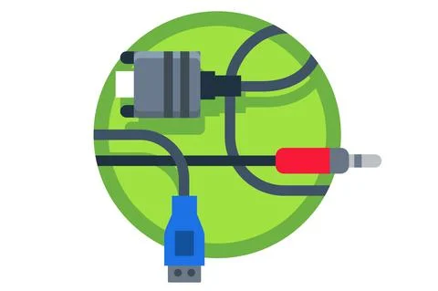 Wires computer connectors Stock Illustration