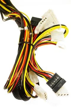Wires. Computer wires. Colored cables with connectors Stock Photos