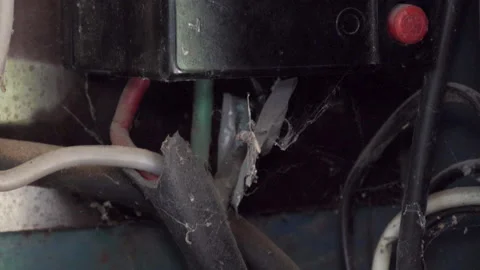 Wires connected to an old electrical circuit breaker in a panel Stock-Footage 314276005