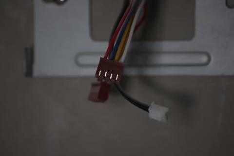 Wires connection video intercom, modern renovation and technology, surveillan Foto stock
