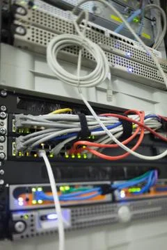 Wires in the data servers Stock Photos