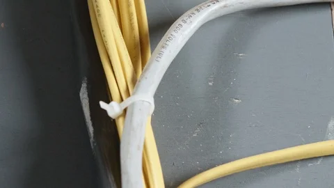 Wires Leading Into Metal Electrical Boxes CLOSE UP SLIDE RIGHT Stock-Footage 104874980