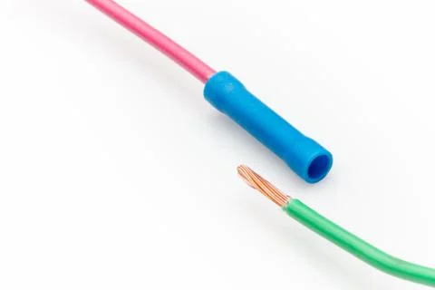 Wires that need to be connected and a connector. Stock Photos