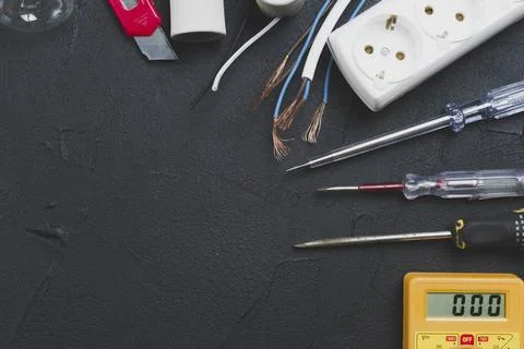 Wires screwdrivers multimeter. Resolution and high quality beautiful photo Stock Photos