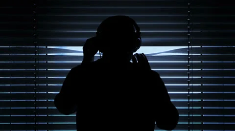 Wiretapping silhouette blocking camera Stock Footage 23226794