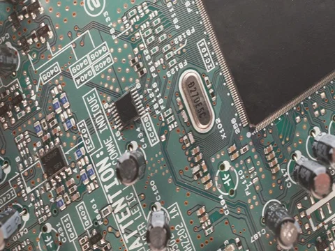 Wiring board, macro. Camera movement. 4k footage. Microchip. Stock Footage 71781806