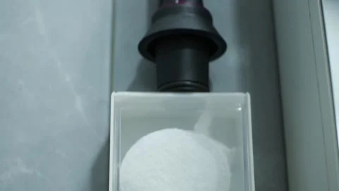 Wiring the camera and viewing some items in the bathroom. Cotton pads, a hair dr Stock Footage 298308504