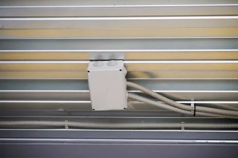 Wiring from the ceiling, Ceiling frame made of metal profile Stock Photos