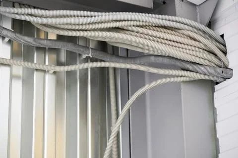 Wiring from the ceiling, Ceiling frame made of metal profile Foto stock