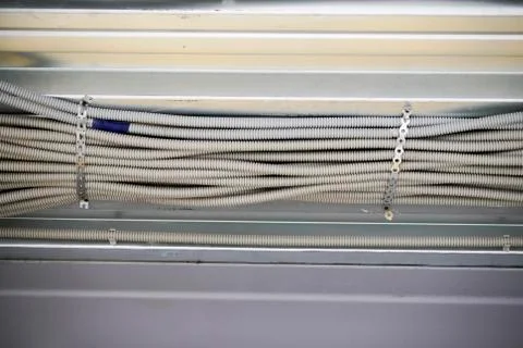 Wiring from the ceiling, Ceiling frame made of metal profile Foto stock