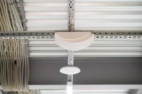 Wiring from the ceiling, Ceiling frame made of metal profile Stock Photos