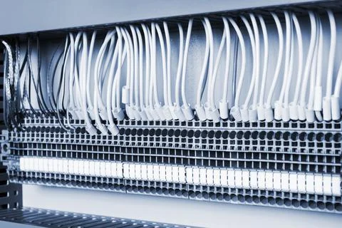 Wiring in the control cabinet Stock Photos
