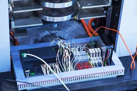 Wiring - Control electrical panel with wires in industry Stock Photos