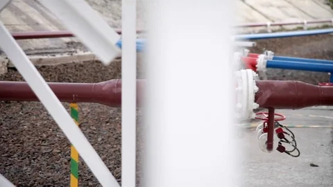 Wiring on the red and blue gate slider Stock Footage 76860866
