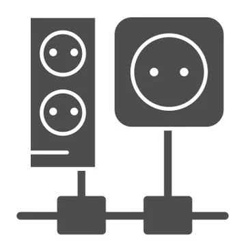 Wiring solid icon. Outlet sockets vector illustration isolated on white Stock Illustration