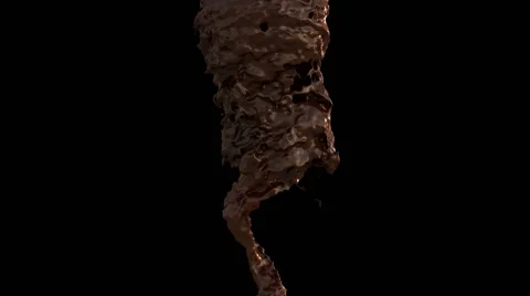 Wirl of liquid chocolate splashes forming a sweet tornado, isolated on black Stock Footage 41655865