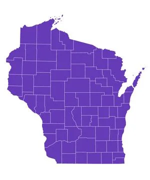 Wisconsin administrative map. counties map of Wisconsin, blank Map, empty m.. Stock Illustration