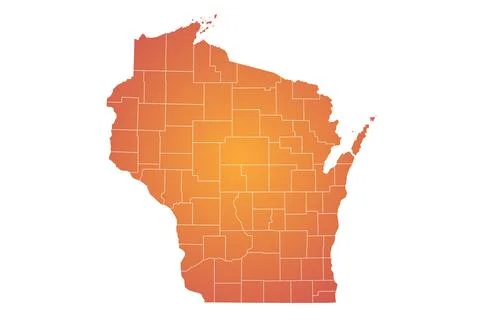 Wisconsin administrative map. counties map of Wisconsin, blank Map, empty m.. Stock Illustration