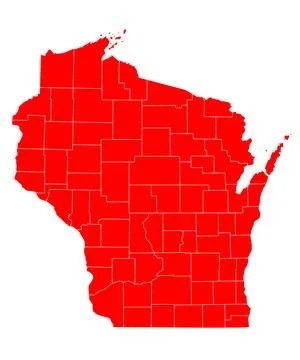 Wisconsin administrative map. counties map of Wisconsin, blank Map, empty m.. Stock Illustration