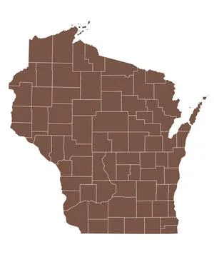 Wisconsin administrative map. counties map of Wisconsin, blank Map, empty m.. Stock Illustration