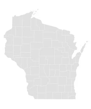 Wisconsin administrative map. counties map of Wisconsin, blank Map, empty m.. Stock Illustration
