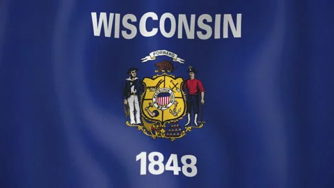 Wisconsin animated flag. Seamless loop. 4K Stock Footage 145395190