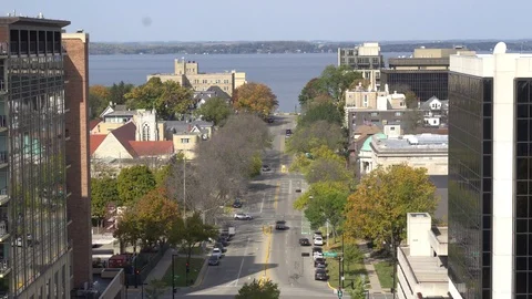 Wisconsin Capitol Building View Down Wisconsin Ave Stock-Footage 118346685