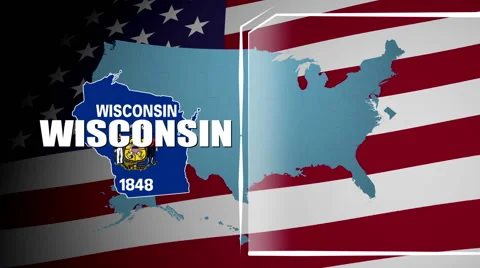 Wisconsin Countered Flag and Information Panel Stock Footage 66775780