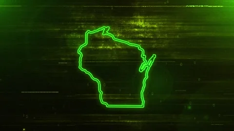 Wisconsin Digital Futuristic Glitch Map Stock Footage 333773257