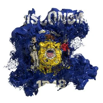 Wisconsin flag liquid Stock Illustration