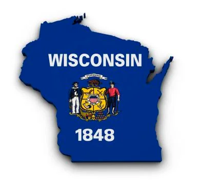 Wisconsin flag map shape Stock Illustration