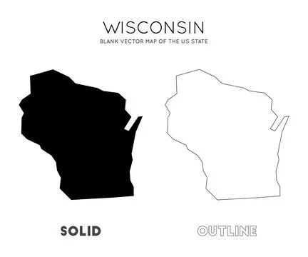 Wisconsin map. Blank vector map of the Us State. Borders of Wisconsin for y.. Stock Illustration