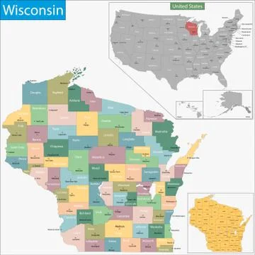 Wisconsin map Stock Illustration