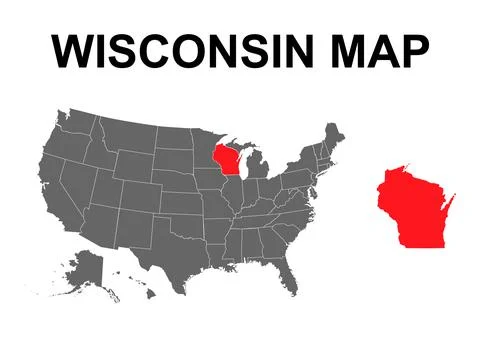 Wisconsin map shape, united states of america. Flat concept icon symbol vecto Stock Illustration