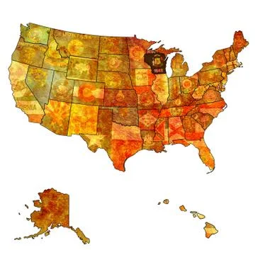 Wisconsin on map of usa Stock Illustration