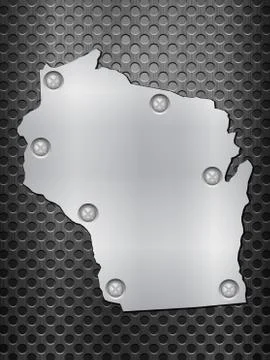 Wisconsin metal map Illustrazione stock