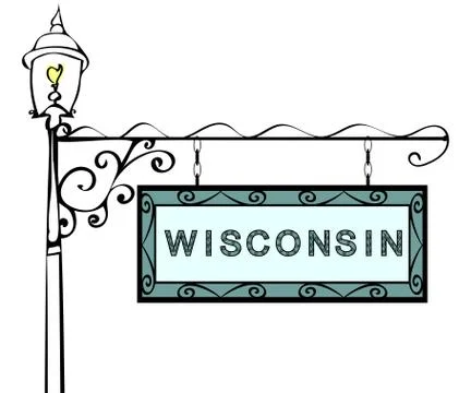 Wisconsin retro pointer lamppost Illustrazione stock