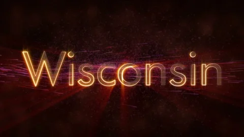 Wisconsin - Shiny looping state name text animation Stock Footage 99580979