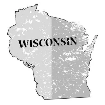 Wisconsin State and Date Map Grunged Stock Illustration