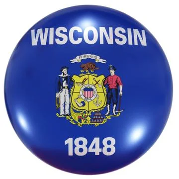 Wisconsin State flag button Illustrazione stock
