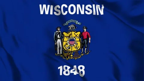 Wisconsin State Flag Loop 4K Stock Footage 243876447