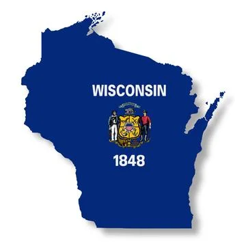 Wisconsin State flag map with clipping path Stock Illustration