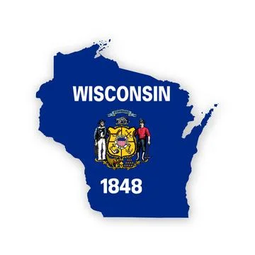 Wisconsin State Flag Map Illustrazione stock