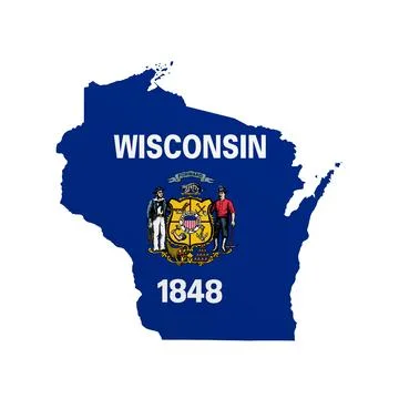 Wisconsin State Flag Map Illustrazione stock