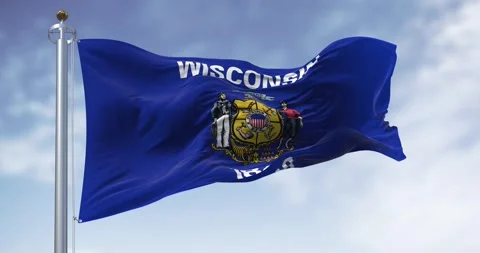 Wisconsin state flag waving in the wind Stock-Footage 292172244