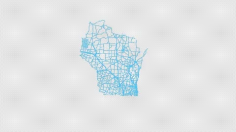 Wisconsin State Line Map Self Drawing Animated Overlay, Alpha 4K 스톡 동영상 340292403